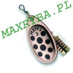 BŁYSTKA OBROTOWA MEPPS AGLIA DECOREES MIEDŻ W CZARNE KROPKI